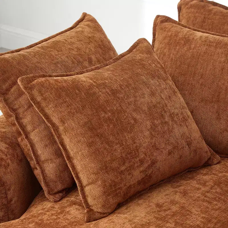 Canapé-lit rond de 152 cm avec 8 coussins décoratifs – Revêtement en chenille