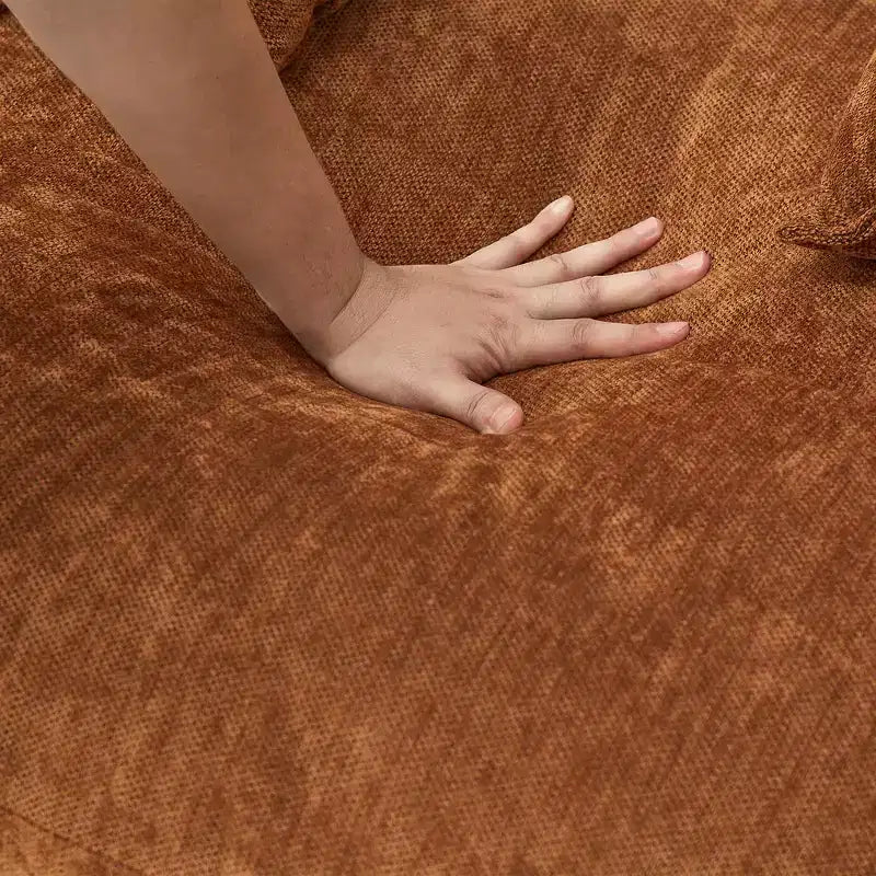 Canapé-lit rond de 152 cm avec 8 coussins décoratifs – Revêtement en chenille
