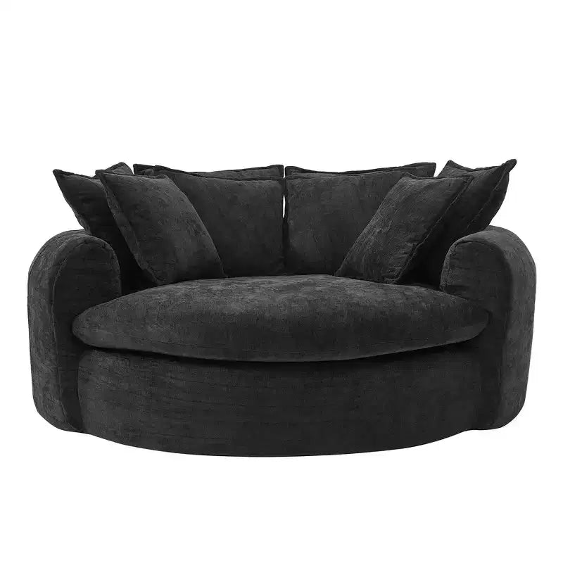 Canapé-lit rond de 152 cm avec 8 coussins décoratifs – Revêtement en chenille