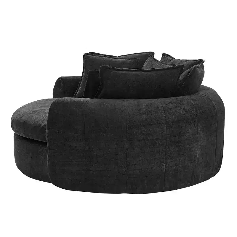 Canapé-lit rond de 152 cm avec 8 coussins décoratifs – Revêtement en chenille