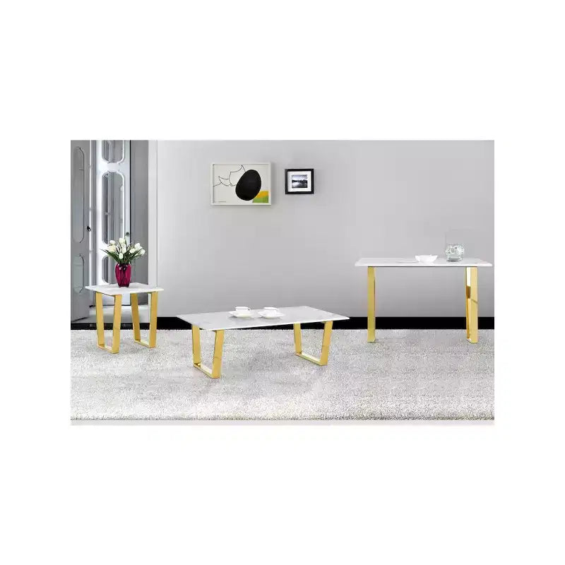 Table basse en acier inoxydable doré avec plateau en verre – Design contemporain 48"