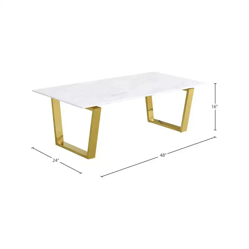 Table basse en acier inoxydable doré avec plateau en verre – Design contemporain 48"