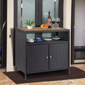 COZONY Wicker Storage Cabinet, All-Weather Resin Outdoor Storage Table with Magnetic Doors & Spacious Top, Perfect for Patio, Garden, Kitchen