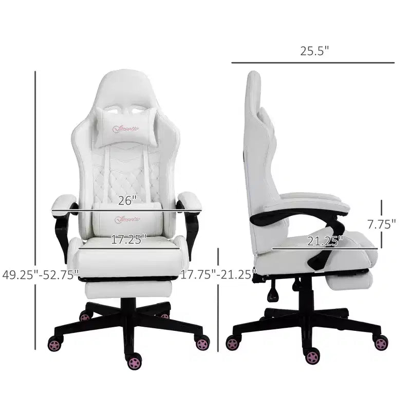 Chaise de jeu de course à dossier haut avec repose-pieds, support lombaire et hauteur réglable