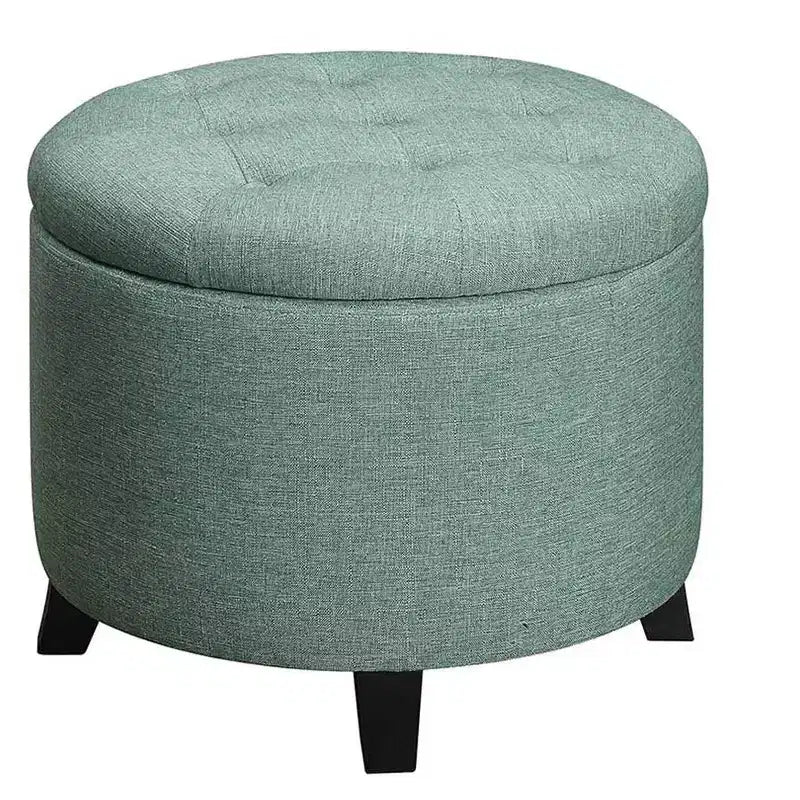 Pouffe de rangement rond avec plateau capitonné et couvercle amovible