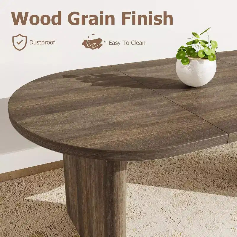 Table de salle à manger ovale noire/marron/grise/en bois, style ferme, 6 à 8 places