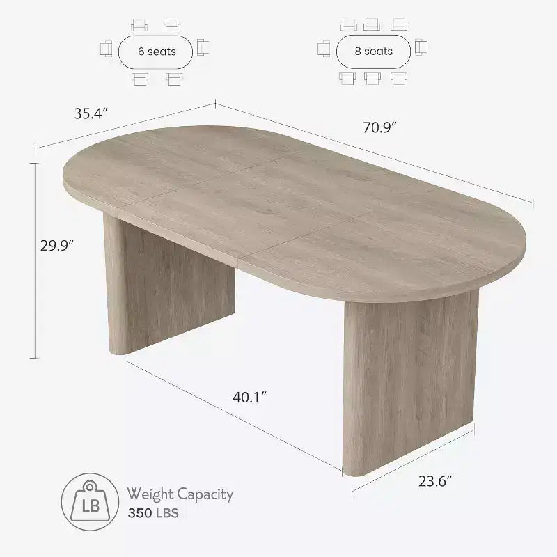Table de salle à manger ovale noire/marron/grise/en bois, style ferme, 6 à 8 places