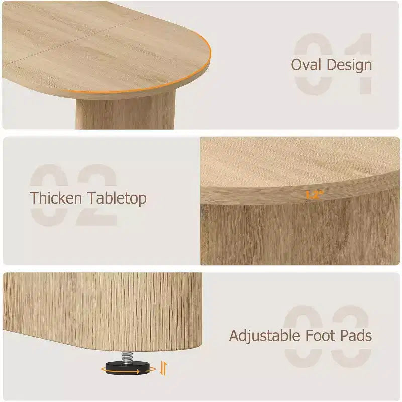 Table de salle à manger ovale noire/marron/grise/en bois, style ferme, 6 à 8 places