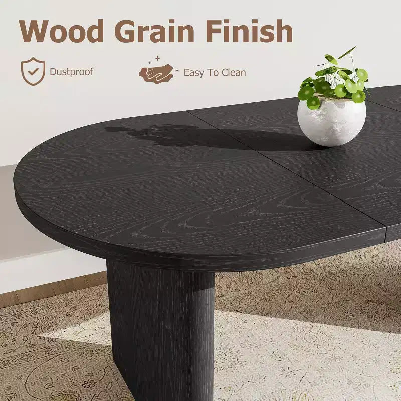 Table de salle à manger ovale noire/marron/grise/en bois, style ferme, 6 à 8 places