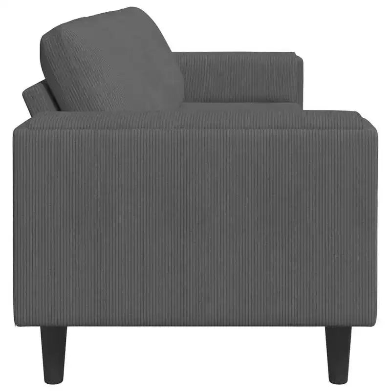 Canapé en velours côtelé gris foncé avec coussins – 4 places, sans pouf