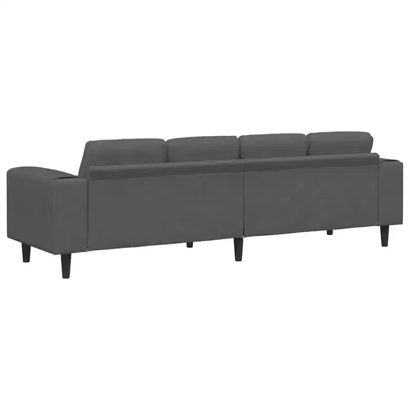 Canapé en velours côtelé gris foncé avec coussins – 4 places, sans pouf