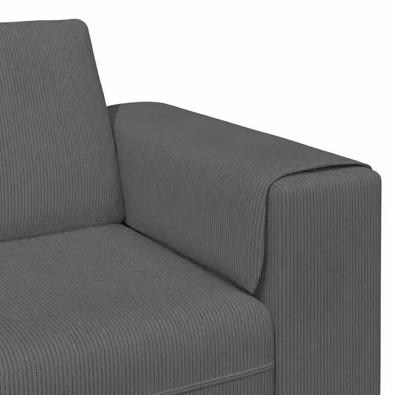 Canapé en velours côtelé gris foncé avec coussins – 4 places, sans pouf