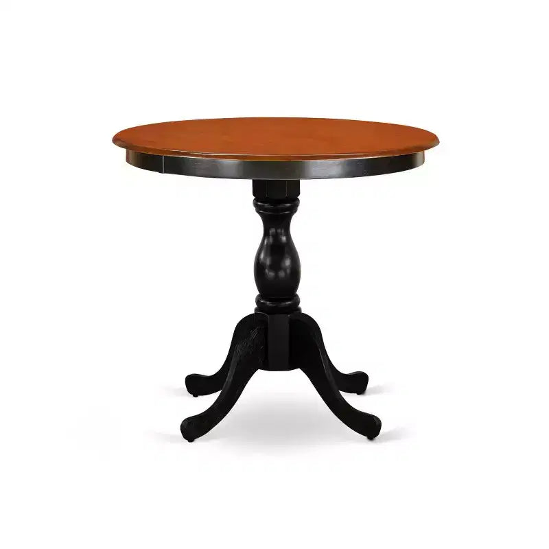 Ensemble de salle à manger en bois noir et cerisier, style piédestal, 2 places