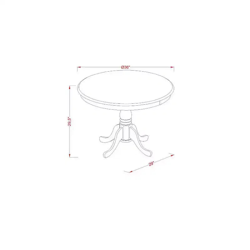 Ensemble de salle à manger moderne 5 pièces – Table ronde de 91 cm, 4 chaises, pieds en chêne et tissu en lin