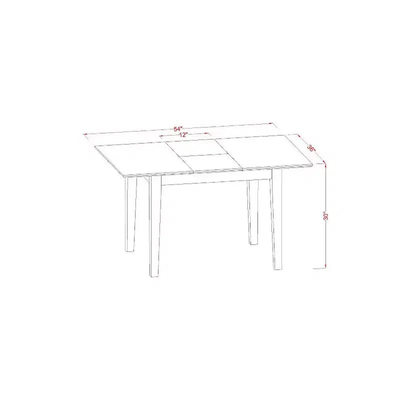 Ensemble de salle à manger rectangulaire 5 pièces en acajou avec rallonge papillon – 4 places