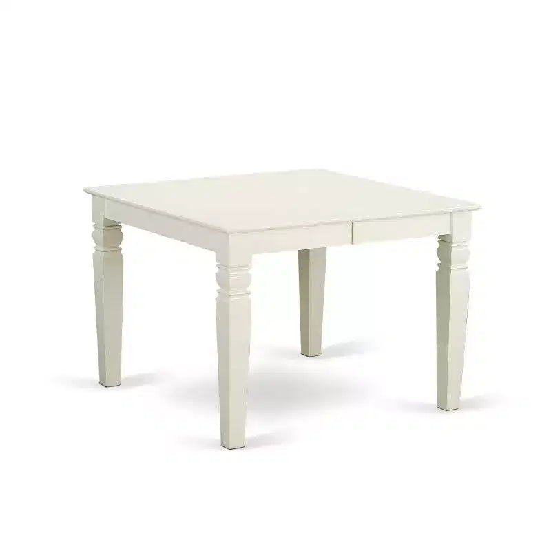 Ensemble de salle à manger rectangulaire blanc 5 pièces, 4 places, bois et similicuir
