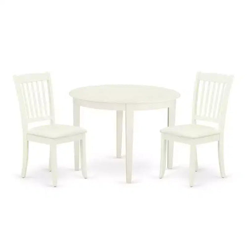 3Pc Dinette Set - Kitchen Table & 2 Dining Chairs - White Finish - Small Space Friendly