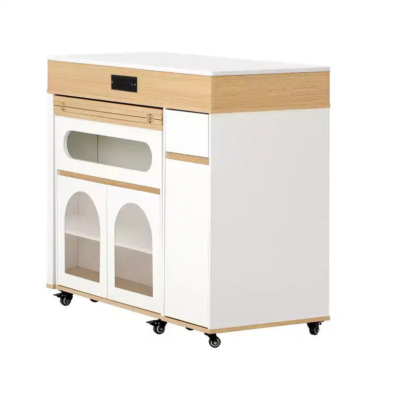 Extendable Dining Table and Rolling Kitchen Island with Drawers