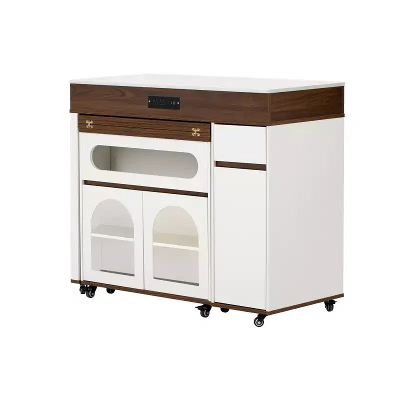 Extendable Dining Table and Rolling Kitchen Island with Drawers