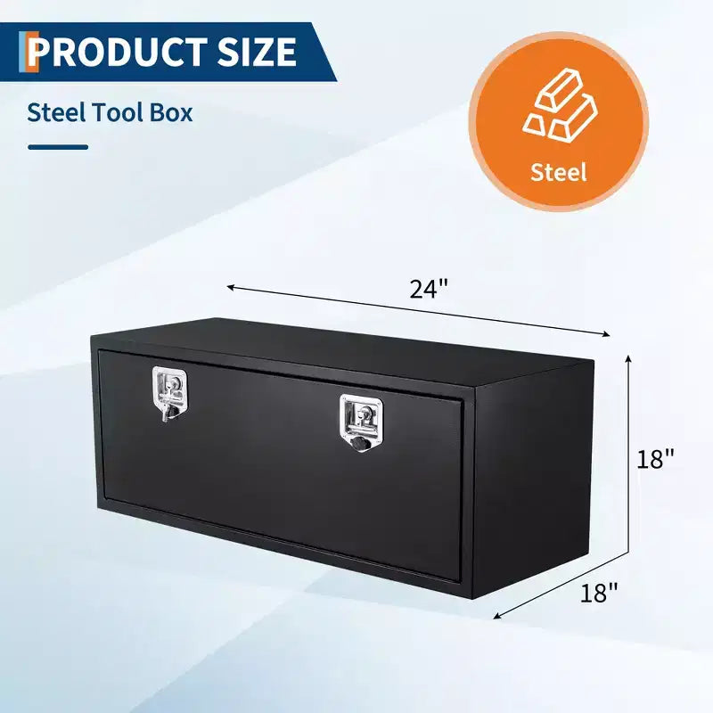 Steel Truck Tool Box, Weather-Resistant Underbody Storage Chest, Smooth Surface, Rustproof, for Pickup, RV, Trailer