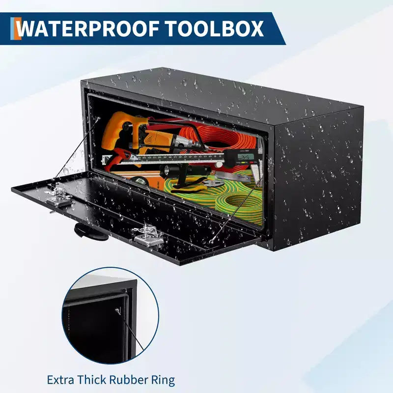 Steel Truck Tool Box, Weather-Resistant Underbody Storage Chest, Smooth Surface, Rustproof, for Pickup, RV, Trailer