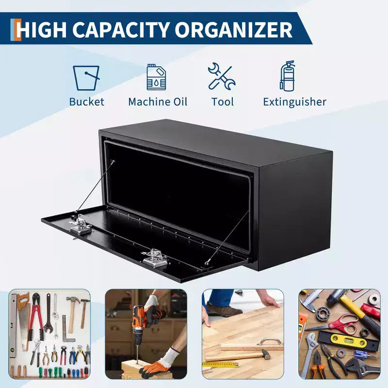 Steel Truck Tool Box, Weather-Resistant Underbody Storage Chest, Smooth Surface, Rustproof, for Pickup, RV, Trailer