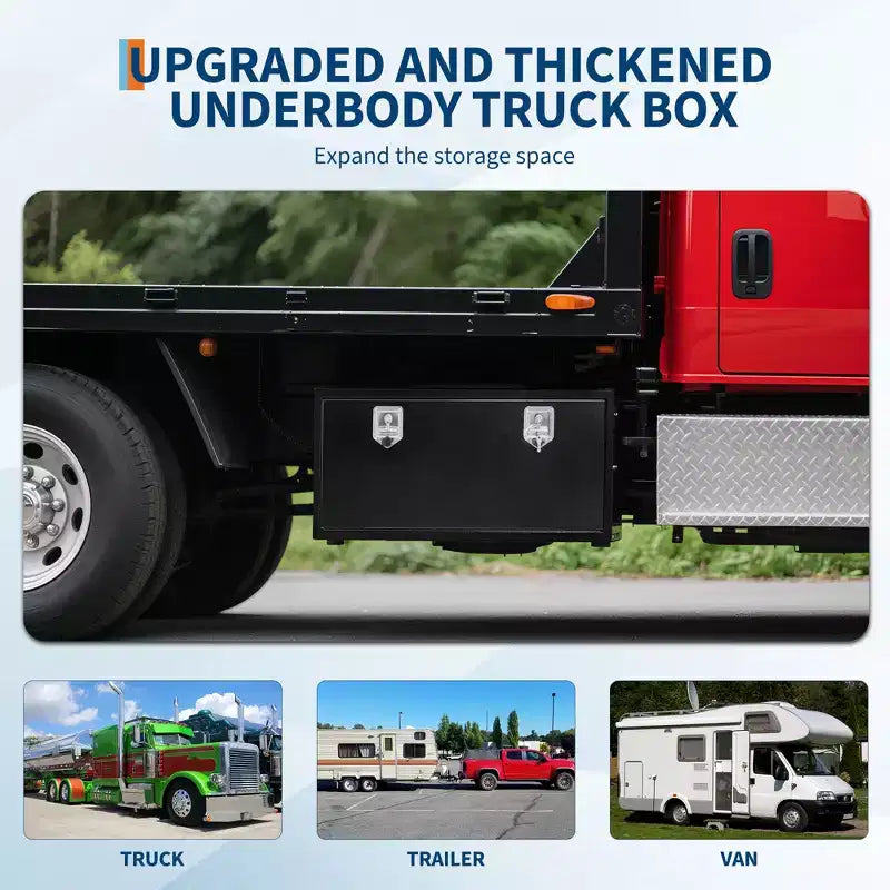 Steel Truck Tool Box, Weather-Resistant Underbody Storage Chest, Smooth Surface, Rustproof, for Pickup, RV, Trailer