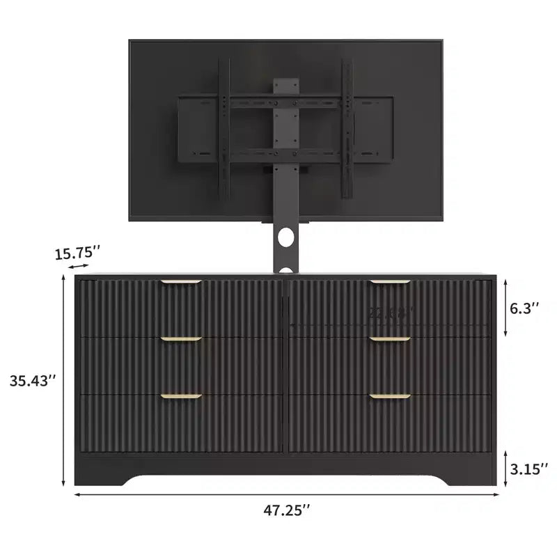 6 Drawer TV Stand with Mount for 32-85 Inch TV, Wood Media Console Dresser Storage Cabinet, Modern Multiple Colors