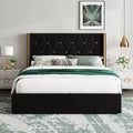 DobleePy Upholstered Platform Bed Frame, Wingback Headboard, Storage Drawers, No Box Spring Needed, Easy Assembly for Bedroom