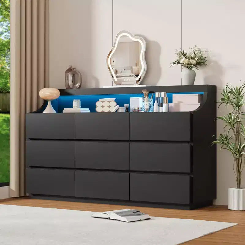 9 Drawer Dresser, Modern Dressers & Chests of Drawers with Anti-Tipping for Bedroom Living Room