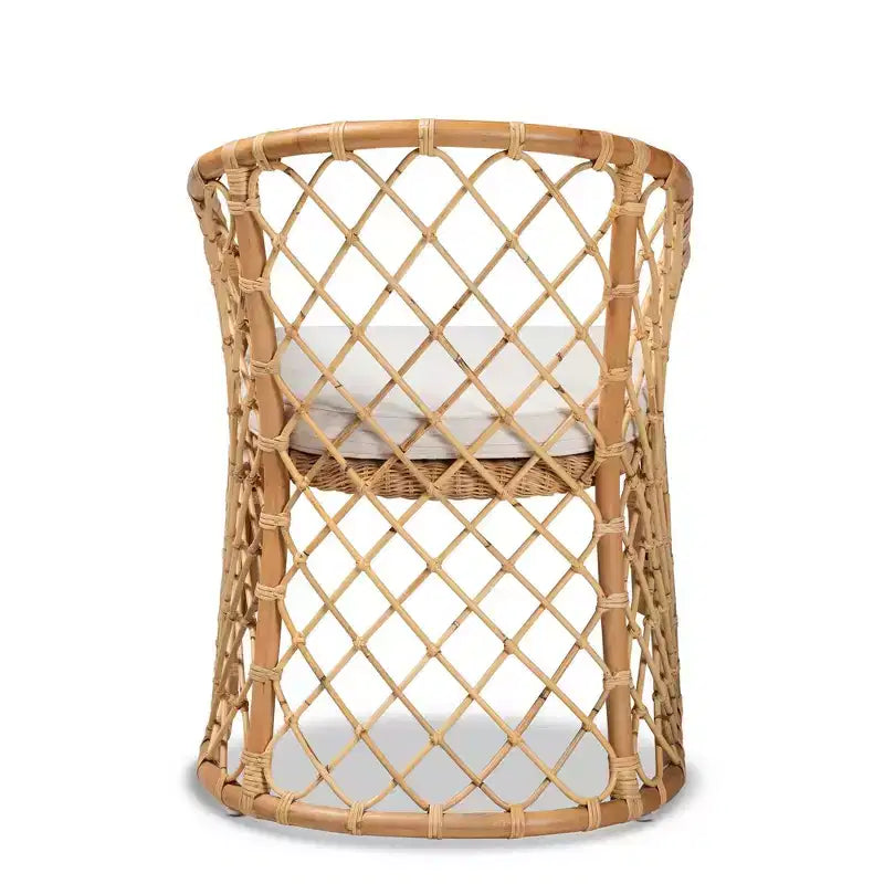 Chaise de salle à manger Bohème en rotin naturel avec assise en mousse rembourrée