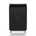 Tamworth Double Door Shoe Cabinet Black - miBasics: Holds 15 Pairs, Adjustable Shelves, Mid Century Style