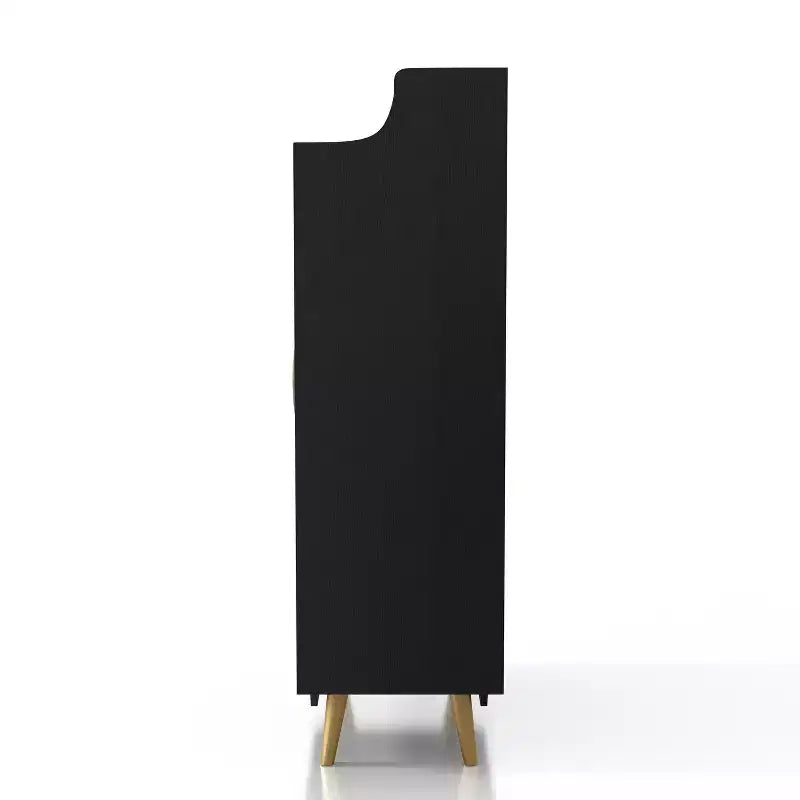 Meuble à chaussures double porte – Peut contenir 15 paires, étagères réglables, noir style Mid-Century