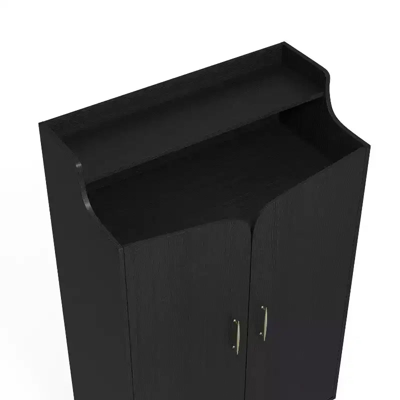 Meuble à chaussures double porte – Peut contenir 15 paires, étagères réglables, noir style Mid-Century