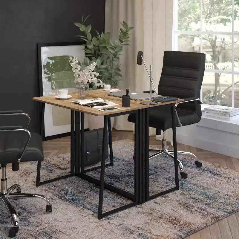 Rustic Natural Folding Computer Desk