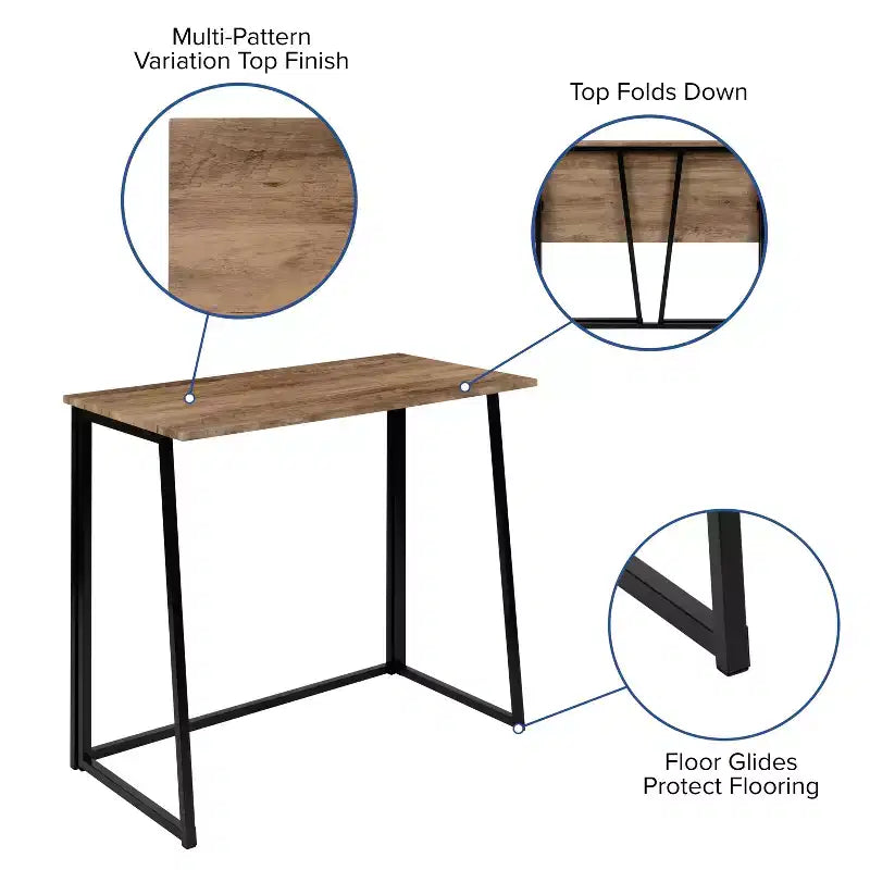Rustic Natural Folding Computer Desk