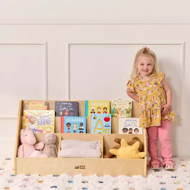 5-Compartment Easy-to-Reach Book Display with Storage