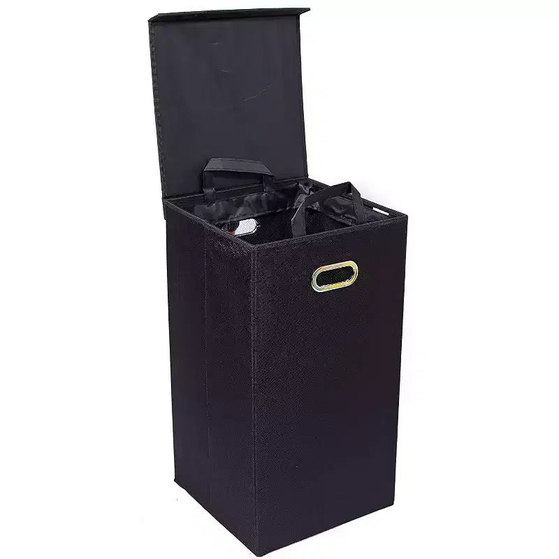 BirdRock Home Single Linen Laundry Hamper with Lid and Removable Liner - Black