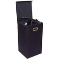 BirdRock Home Single Linen Laundry Hamper with Lid and Removable Liner - Black