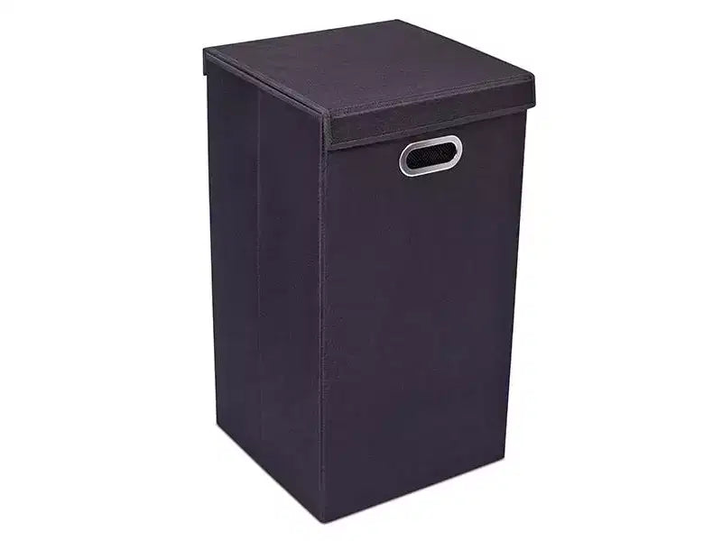 Panier à linge individuel en lin avec couvercle et sac amovible – 83 litres, noir