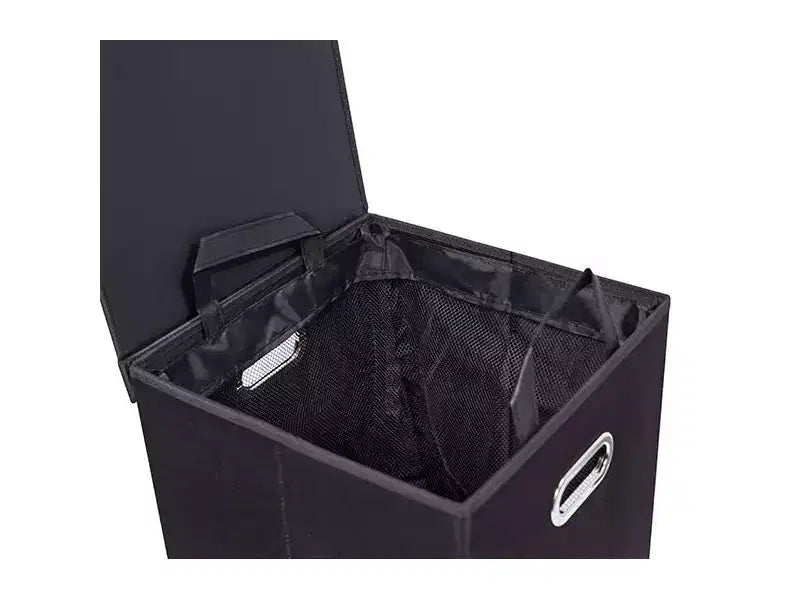 Panier à linge individuel en lin avec couvercle et sac amovible – 83 litres, noir