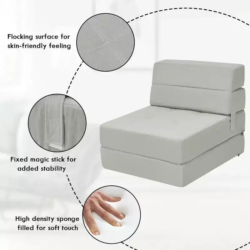 Fauteuil Convertible Pliable en Trois – Canapé-lit, Chaise Longue et Matelas de Sol en Un Seul Meuble