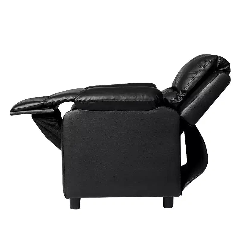 Fauteuil inclinable en similicuir PU pour enfants avec rangement dans les accoudoirs, appuie-tête et repose-pieds réglable