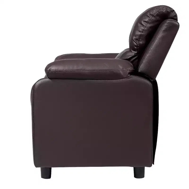 Fauteuil inclinable en similicuir PU pour enfants avec rangement dans les accoudoirs, appuie-tête et repose-pieds réglable