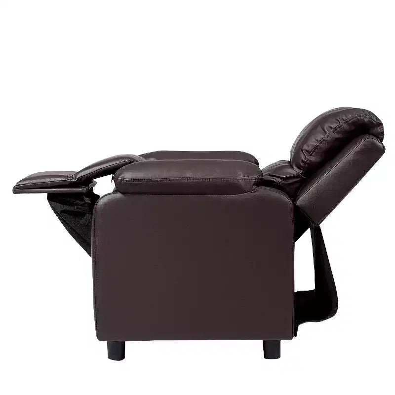 Fauteuil inclinable en similicuir PU pour enfants avec rangement dans les accoudoirs, appuie-tête et repose-pieds réglable