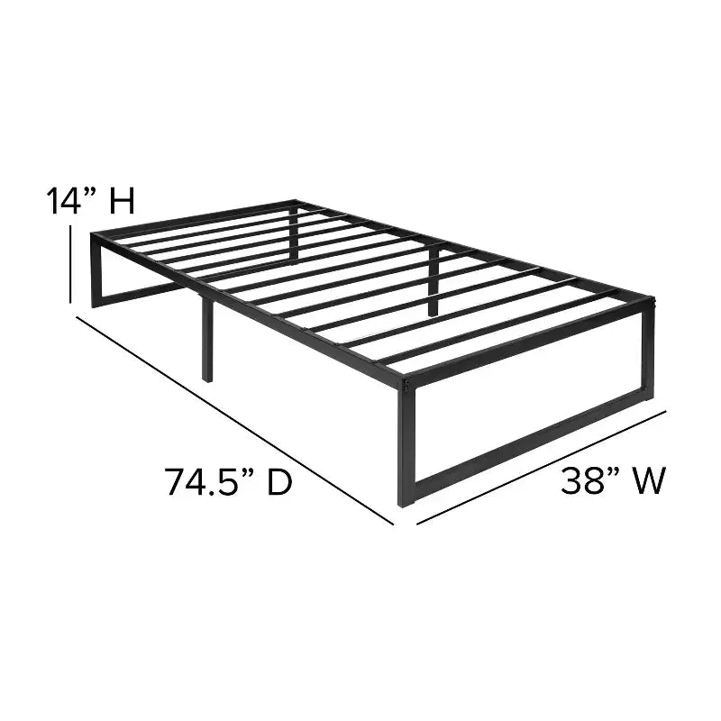 Cadre de lit plateforme en métal 14" avec matelas à ressorts ensachés 10" et surmatelas en mousse à gel rafraîchissant 2"