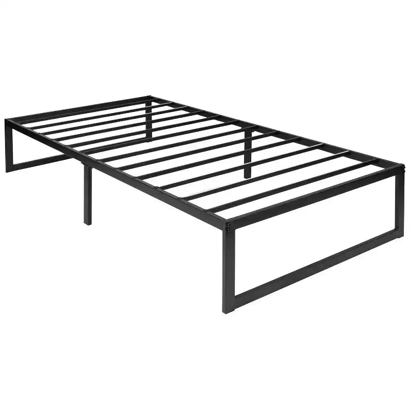 Cadre de lit plateforme en métal 14" avec matelas à ressorts ensachés 10" et surmatelas en mousse à gel rafraîchissant 2"