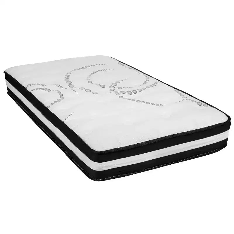 Cadre de lit plateforme en métal 14" avec matelas à ressorts ensachés 10" et surmatelas en mousse à gel rafraîchissant 2"