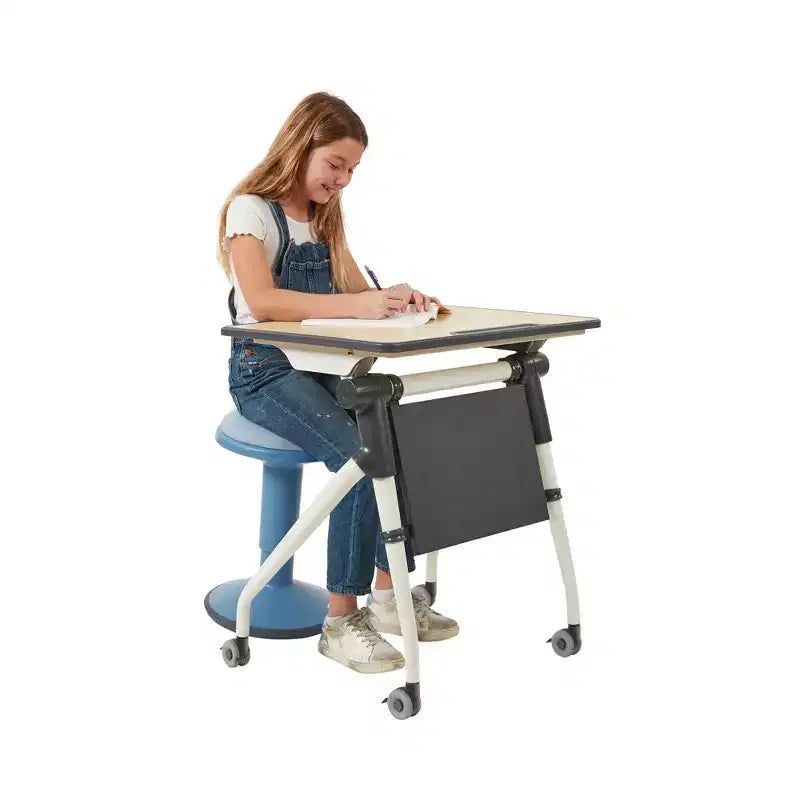 Bureau étudiant gigogne avec panneau de modestie et roulettes verrouillables – Érable/Gris