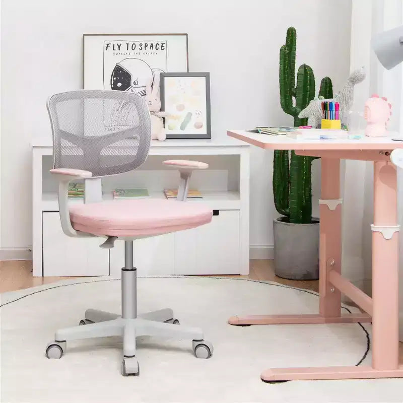 Chaise de bureau pour enfants réglable en hauteur avec roulettes autobloquantes et support lombaire